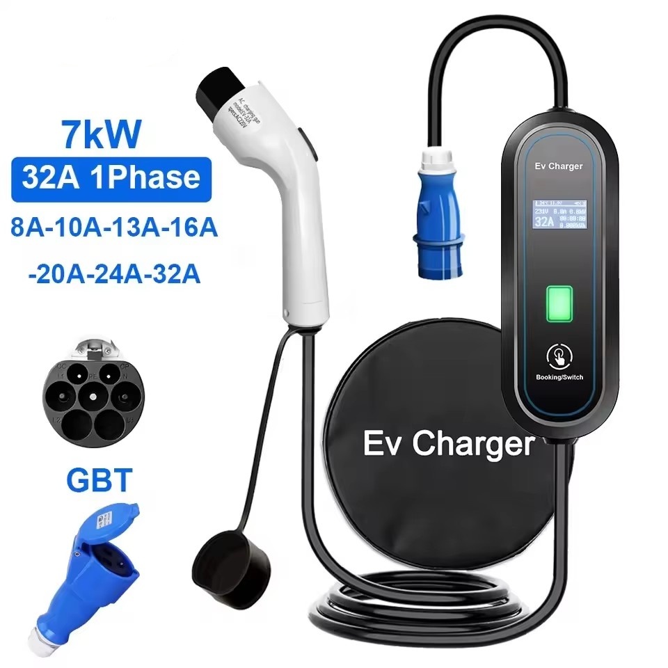 Portable Ev Charger 32A Type 2 Cee Plug - Портативное зарядное устройство GBT EV Wallbox